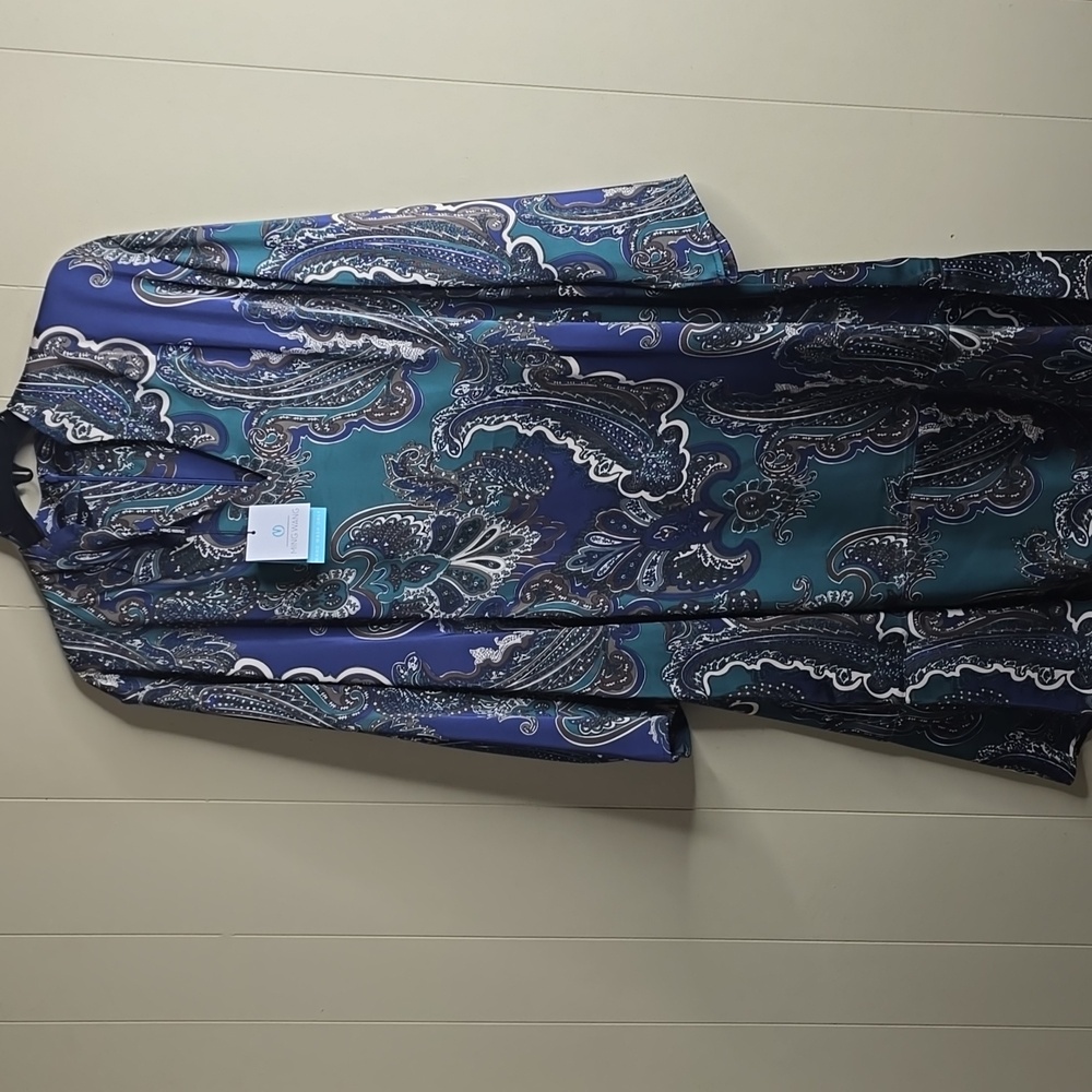 Ming Wang Paisley Print Crepe de Chine Dress XL - Picture 5 of 14